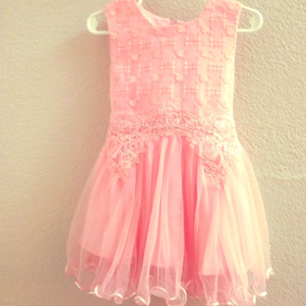 Beautees Pink Lace & Tulle Dress Girls